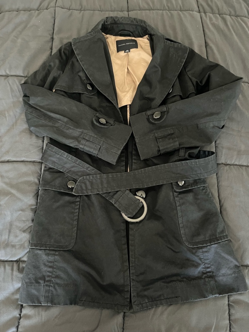 Banana Republic Black Trench Coat with Belt